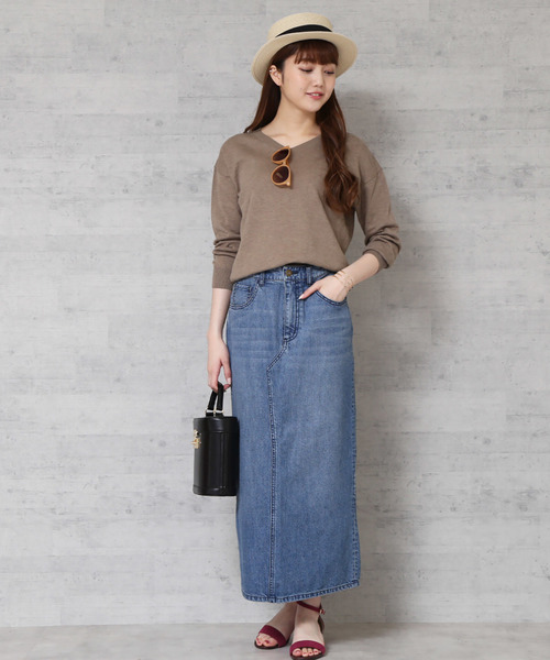 N.（N. Natural Beauty Basic）（エヌエヌナチュラルビューティーベーシック）の「デニムタイトマキシスカート（デニムスカート・レディース・インディゴブルー/ホワイト・MEDIUM/SMALL）」の22枚目の写真