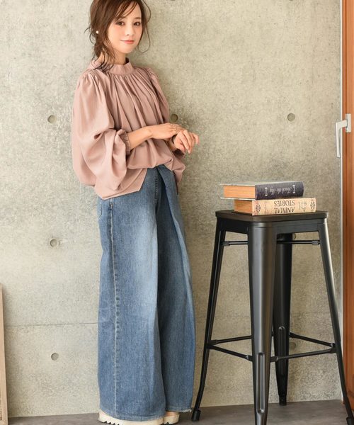 coca（coca）（コカ）の「スタンドカラーバルーンスリーブブラウス（シャツ/ブラウス・レディース・ブラック/ベージュ・ONE SIZE）」の5枚目の写真