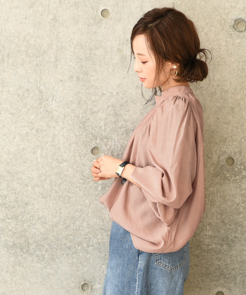 coca（coca）（コカ）の「スタンドカラーバルーンスリーブブラウス（シャツ/ブラウス・レディース・ブラック/ベージュ・ONE SIZE）」の9枚目の写真