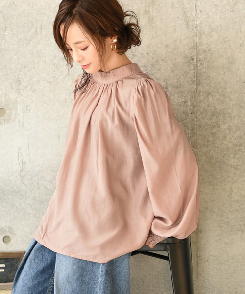 coca（coca）（コカ）の「スタンドカラーバルーンスリーブブラウス（シャツ/ブラウス・レディース・ブラック/ベージュ・ONE SIZE）」の8枚目の写真