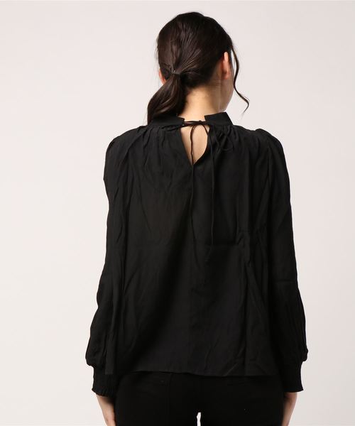 coca（coca）（コカ）の「スタンドカラーバルーンスリーブブラウス（シャツ/ブラウス・レディース・ブラック/ベージュ・ONE SIZE）」の4枚目の写真