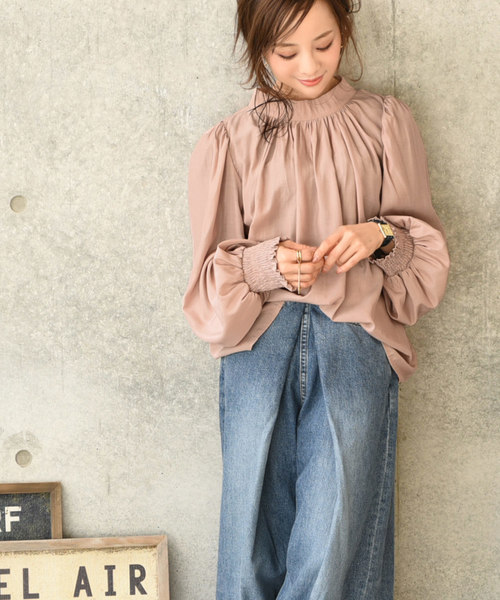 coca（coca）（コカ）の「スタンドカラーバルーンスリーブブラウス（シャツ/ブラウス・レディース・ブラック/ベージュ・ONE SIZE）」の10枚目の写真