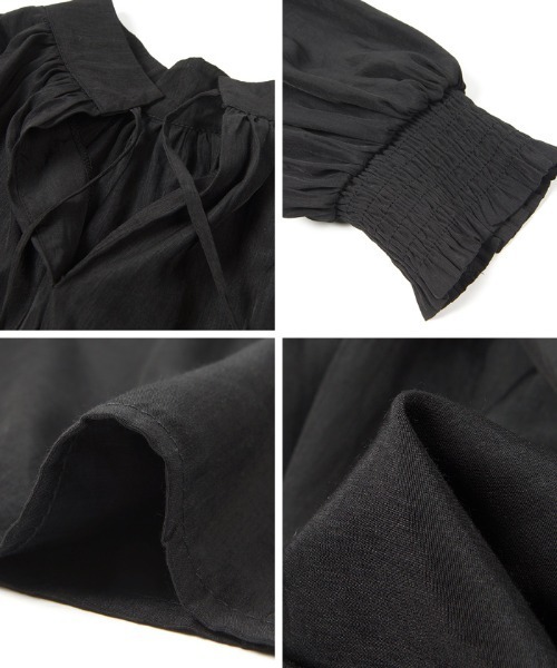 coca（coca）（コカ）の「スタンドカラーバルーンスリーブブラウス（シャツ/ブラウス・レディース・ブラック/ベージュ・ONE SIZE）」の11枚目の写真