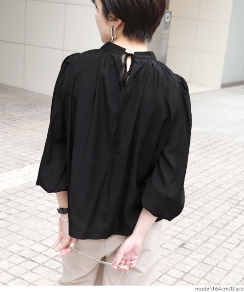 coca（coca）（コカ）の「スタンドカラーバルーンスリーブブラウス（シャツ/ブラウス・レディース・ブラック/ベージュ・ONE SIZE）」の16枚目の写真