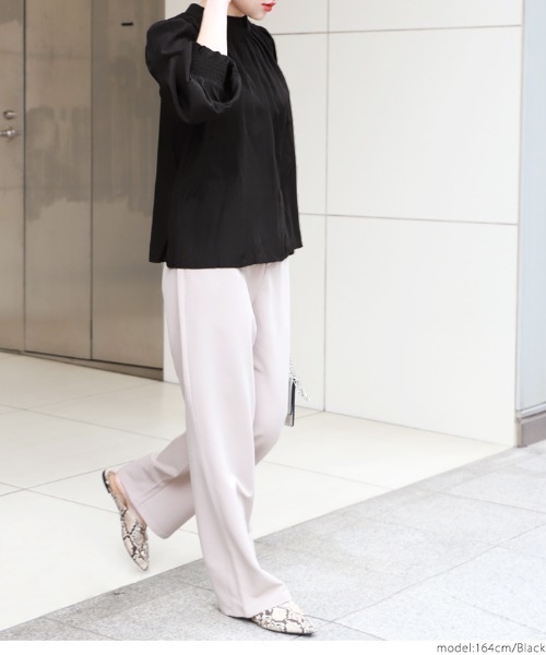 coca（coca）（コカ）の「スタンドカラーバルーンスリーブブラウス（シャツ/ブラウス・レディース・ブラック/ベージュ・ONE SIZE）」の17枚目の写真