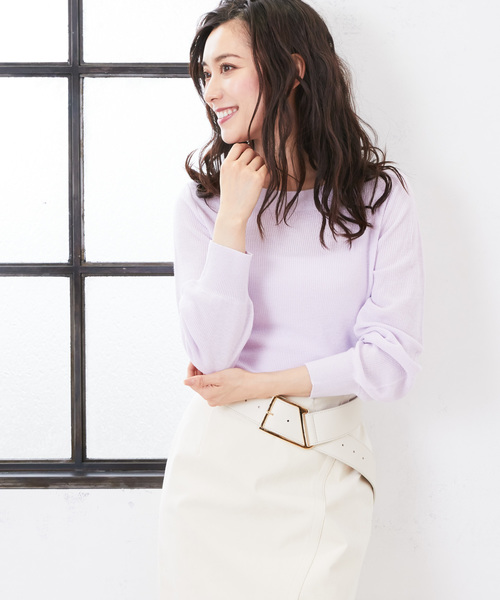 RIVE DROITE(リヴドロワ)の「片畦ボートニット(ニット/セーター・レディース・ライトグレー/グリーン/ラベンダー・FREE)」の3枚目の写真