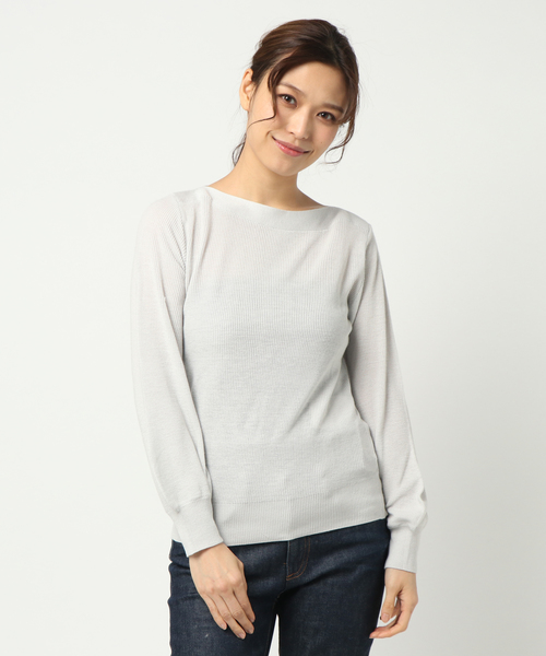 RIVE DROITE(リヴドロワ)の「片畦ボートニット(ニット/セーター・レディース・ライトグレー/グリーン/ラベンダー・FREE)」の1枚目の写真