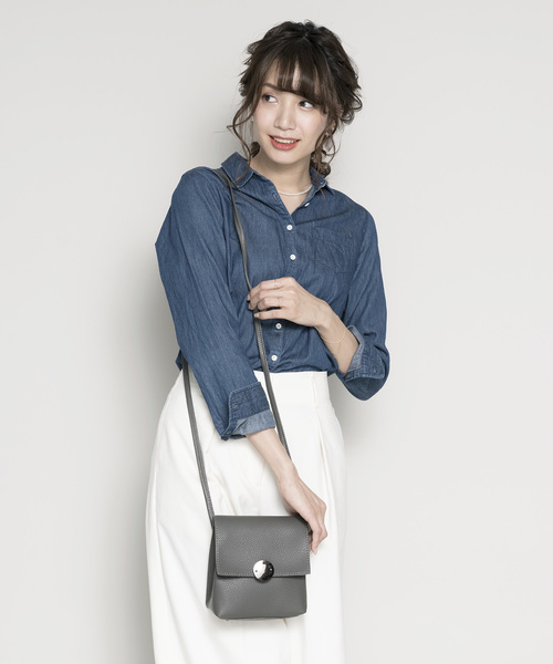 PLAIN CLOTHING（プレーンクロージング）の「フロントサークルショルダーバッグ【PLAIN CLOTHING】（ショルダーバッグ・レディース・グレー/モカ/ブラック・FREE）」の14枚目の写真