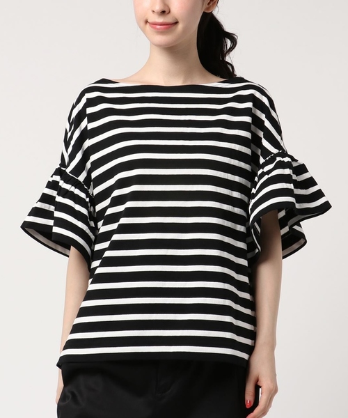 Tiara(ティアラ)の「フレアスリーブカットソー(Tシャツ/カットソー・レディース・ホワイト×ブラック/ブラック×ホワイト・FREE)」の2枚目の写真