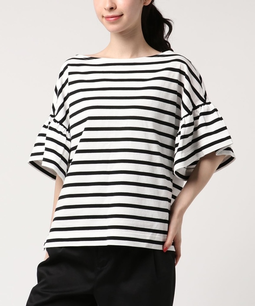 Tiara(ティアラ)の「フレアスリーブカットソー(Tシャツ/カットソー・レディース・ホワイト×ブラック/ブラック×ホワイト・FREE)」の11枚目の写真