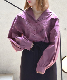 w closet | ピンタックレース開襟ビッグシャツ_(シャツ/ブラウス)