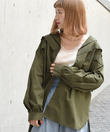 w closet | ピンタックレース開襟ビッグシャツ_(シャツ/ブラウス)