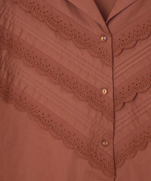 w closet（ダブルクローゼット）の「ピンタックレース開襟ビッグシャツ_（シャツ/ブラウス・レディース・ホワイト/ブラウン/パープル/カーキ・FREE）」の19枚目の写真