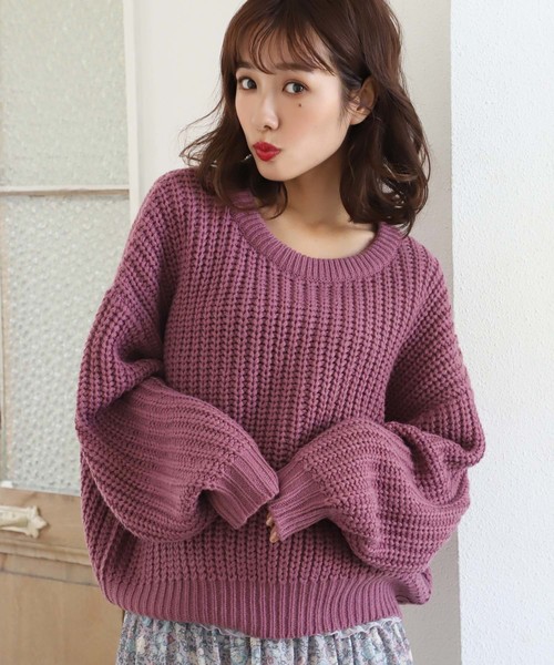 one after another NICE CLAUP（ワンアフターアナザーナイスクラップ）の「畦編みニットプルオーバー（ニット/セーター・レディース・アイボリー/ピンク/モカ/ミント・FREE）」の4枚目の写真