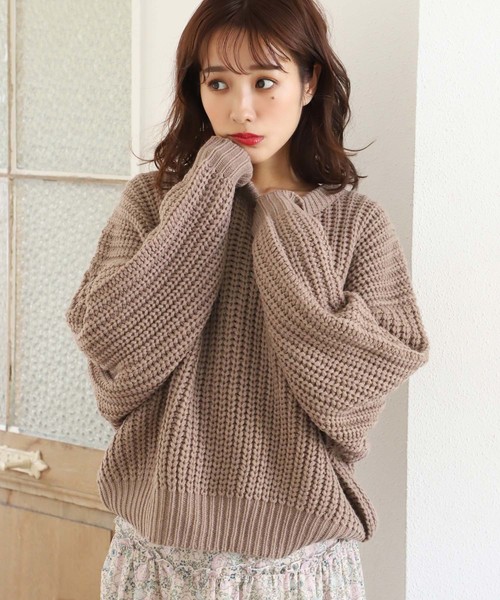 one after another NICE CLAUP（ワンアフターアナザーナイスクラップ）の「畦編みニットプルオーバー（ニット/セーター・レディース・アイボリー/ピンク/モカ/ミント・FREE）」の2枚目の写真