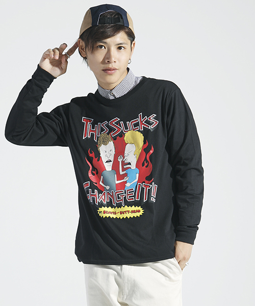 WEGO（ウィゴー）の「WEGO/BEAVIS&BUTT-HEADプリントTee（Tシャツ/カットソー・メンズ・ホワイト/ブラック・MEDIUM/LARGE）」の2枚目の写真