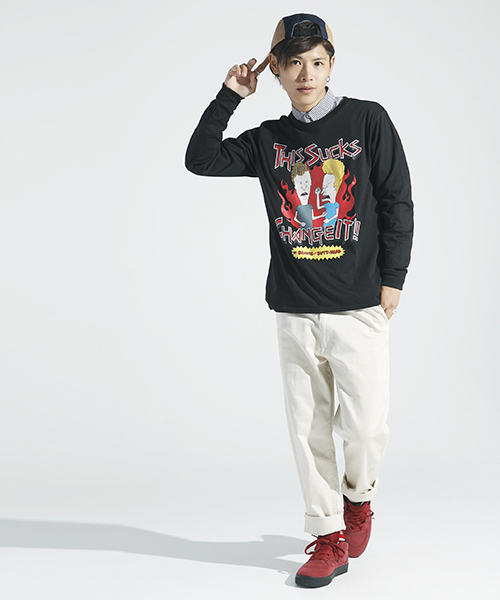 WEGO（ウィゴー）の「WEGO/BEAVIS&BUTT-HEADプリントTee（Tシャツ/カットソー・メンズ・ホワイト/ブラック・MEDIUM/LARGE）」の4枚目の写真