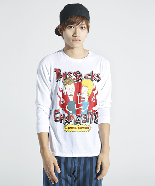 WEGO（ウィゴー）の「WEGO/BEAVIS&BUTT-HEADプリントTee（Tシャツ/カットソー・メンズ・ホワイト/ブラック・MEDIUM/LARGE）」の5枚目の写真