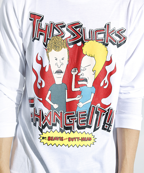 WEGO（ウィゴー）の「WEGO/BEAVIS&BUTT-HEADプリントTee（Tシャツ/カットソー・メンズ・ホワイト/ブラック・MEDIUM/LARGE）」の7枚目の写真