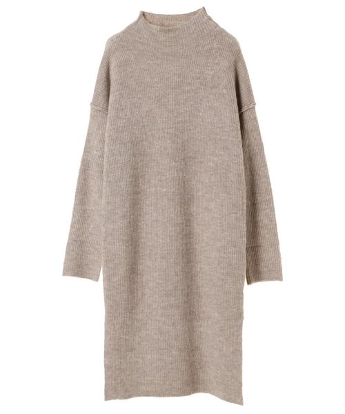 Editt by YECCA VECCA（エディットバイイェッカヴェッカ）の「・ボトルネックニットワンピース（ワンピース・レディース・チャコールグレー/ベージュ/ブルー・FREE）」の5枚目の写真