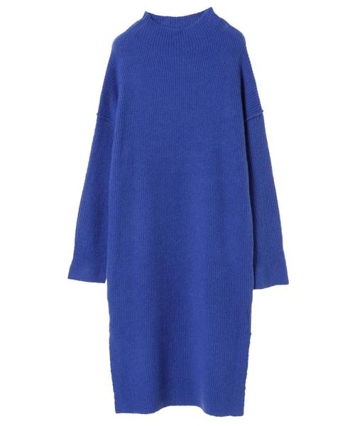 Editt by YECCA VECCA（エディットバイイェッカヴェッカ）の「・ボトルネックニットワンピース（ワンピース・レディース・チャコールグレー/ベージュ/ブルー・FREE）」の6枚目の写真