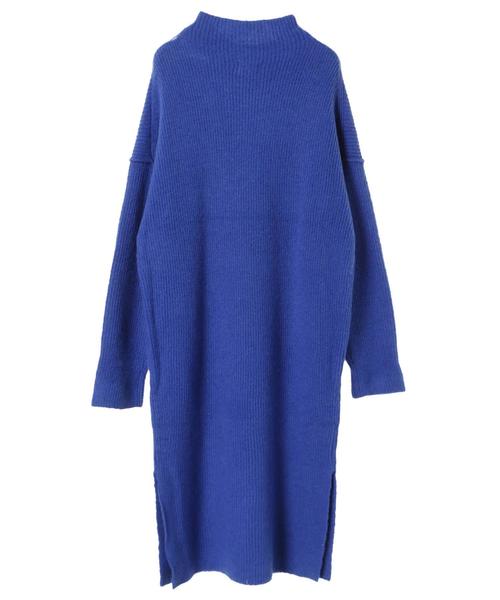 Editt by YECCA VECCA（エディットバイイェッカヴェッカ）の「・ボトルネックニットワンピース（ワンピース・レディース・チャコールグレー/ベージュ/ブルー・FREE）」の10枚目の写真