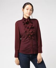 NARACAMICIE | ウールジャージクレープコンビフリルブラウス(Tシャツ/カットソー)