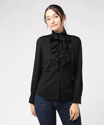 NARACAMICIE | ウールジャージクレープコンビフリルブラウス(Tシャツ/カットソー)
