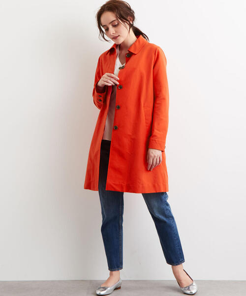 green label relaxing（グリーンレーベルリラクシング）の「◆SC グログラン ステンカラーコート（ステンカラーコート・レディース・ベージュ/イエロー/ネイビー/オレンジ/ケリー・40/42/44/38/36）」の13枚目の写真