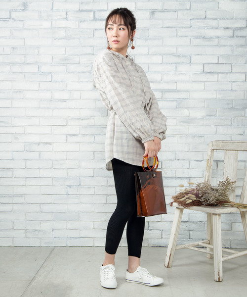 WEGO（ウィゴー）の「WEGO/リブレギンス10分丈（レギンス/スパッツ・レディース・ライトブラウン/ブラック/ライトグレー・FREE）」の5枚目の写真