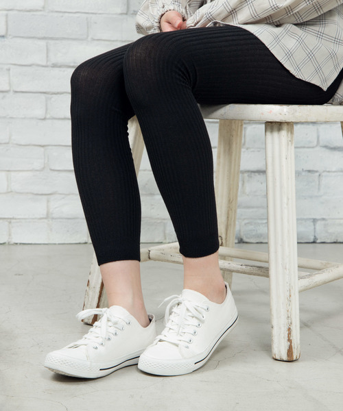 WEGO（ウィゴー）の「WEGO/リブレギンス10分丈（レギンス/スパッツ・レディース・ライトブラウン/ブラック/ライトグレー・FREE）」の4枚目の写真