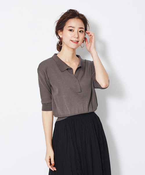 5分袖ニットポロ ニット セーター Fonce フォンセ のファッション ニット セーター セール