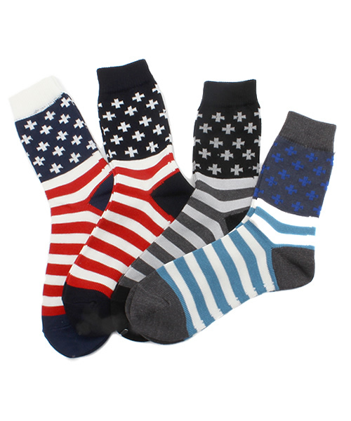 BEAMS（ビームス）の「BEAMS / クロス×ストライプ ソックス（ソックス/靴下・メンズ・ホワイト/チャコールグレー/ブラック/ネイビー・ONE SIZE）」の9枚目の写真