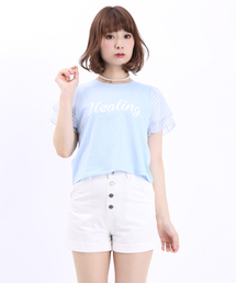 WEGO/ギンガムチェックスリーブTシャツ