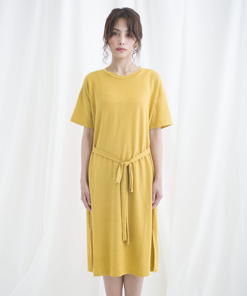 LUGG NAGG(ラグナグ)の「【Jewelobe/ ジュエローブ】 ウエストリボンロングTシャツ(ワンピース・レディース・ブラック/イエロー/オレンジ/グリーン・FREE)」の9枚目の写真