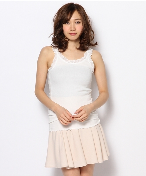 one after another NICE CLAUP（ワンアフターアナザーナイスクラップ）の「【ナイスクラップ】テレコランニング（キャミソール・レディース・ラベンダー/ブルー/グリーン/イエロー/オフホワイト/ブラック・FREE）」の2枚目の写真