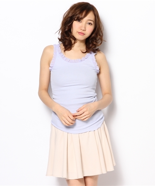 one after another NICE CLAUP（ワンアフターアナザーナイスクラップ）の「【ナイスクラップ】テレコランニング（キャミソール・レディース・ラベンダー/ブルー/グリーン/イエロー/オフホワイト/ブラック・FREE）」の5枚目の写真