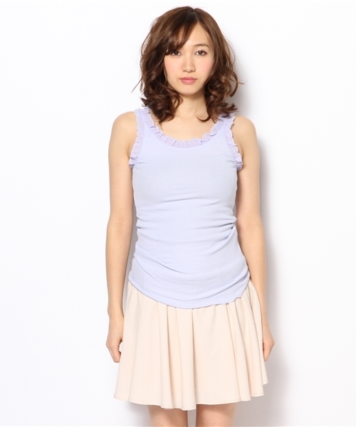 one after another NICE CLAUP（ワンアフターアナザーナイスクラップ）の「【ナイスクラップ】テレコランニング（キャミソール・レディース・ラベンダー/ブルー/グリーン/イエロー/オフホワイト/ブラック・FREE）」の8枚目の写真