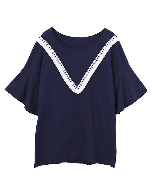 Luz Llena（ラズレナ）の「ボヘミアンデザインTシャツ（Tシャツ/カットソー・レディース・オフホワイト/ネイビー・MEDIUM）」の6枚目の写真