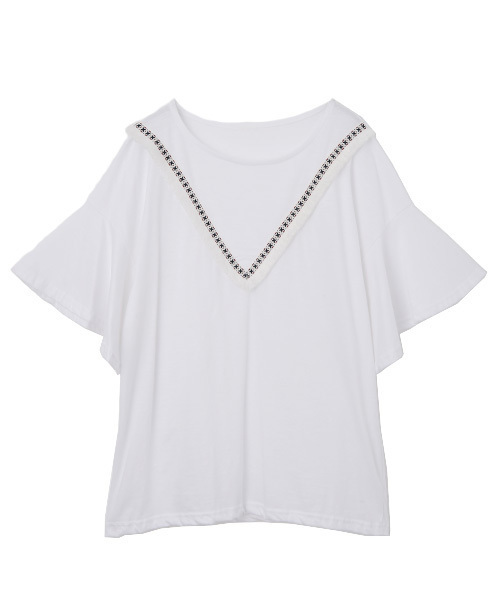 Luz Llena（ラズレナ）の「ボヘミアンデザインTシャツ（Tシャツ/カットソー・レディース・オフホワイト/ネイビー・MEDIUM）」の9枚目の写真