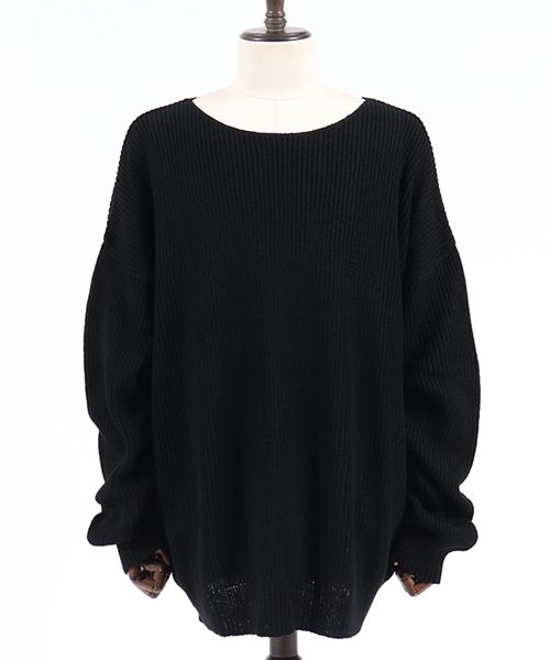 Jih Nunc（ジーヌンク）の「mn2023-ルーズネックワイドシルエットニットプルオーバー（ニット/セーター・メンズ・ブラック/レッド/モカ/チャコール・S/M/L）」の19枚目の写真