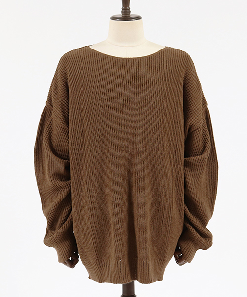 Jih Nunc（ジーヌンク）の「mn2023-ルーズネックワイドシルエットニットプルオーバー（ニット/セーター・メンズ・ブラック/レッド/モカ/チャコール・S/M/L）」の11枚目の写真