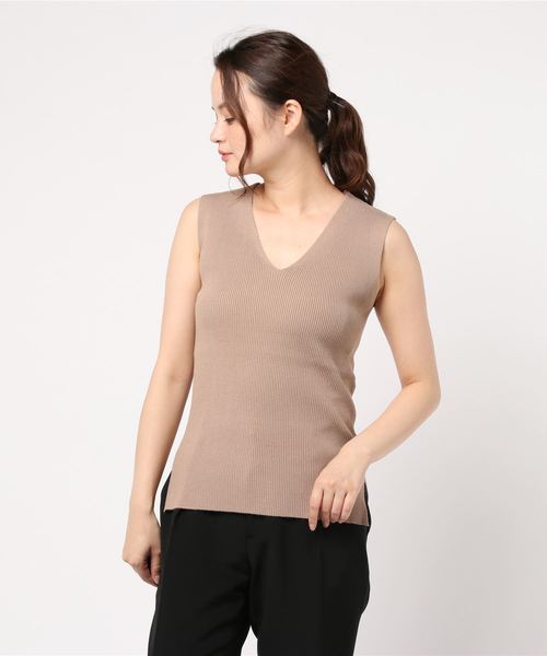 journal standard L'essage(ジャーナルスタンダードレサージュ)の「SAMBAノースリーブプルオーバー(Tシャツ/カットソー・レディース・ベージュ/ネイビー/グリーン・FREE)」の9枚目の写真