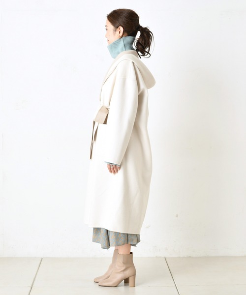 DouDou(ドゥドゥ)の「ビッグフーディーコート(その他アウター・レディース・ブラウン/オフホワイト・FREE)」の20枚目の写真