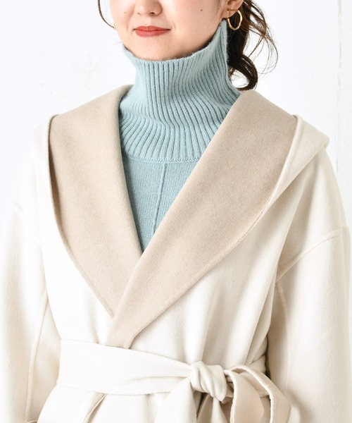 DouDou(ドゥドゥ)の「ビッグフーディーコート(その他アウター・レディース・ブラウン/オフホワイト・FREE)」の18枚目の写真