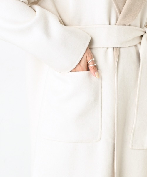 DouDou(ドゥドゥ)の「ビッグフーディーコート(その他アウター・レディース・ブラウン/オフホワイト・FREE)」の16枚目の写真