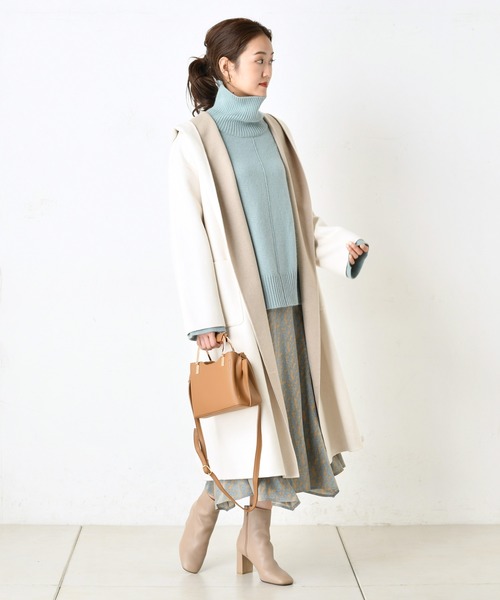 DouDou(ドゥドゥ)の「ビッグフーディーコート(その他アウター・レディース・ブラウン/オフホワイト・FREE)」の12枚目の写真