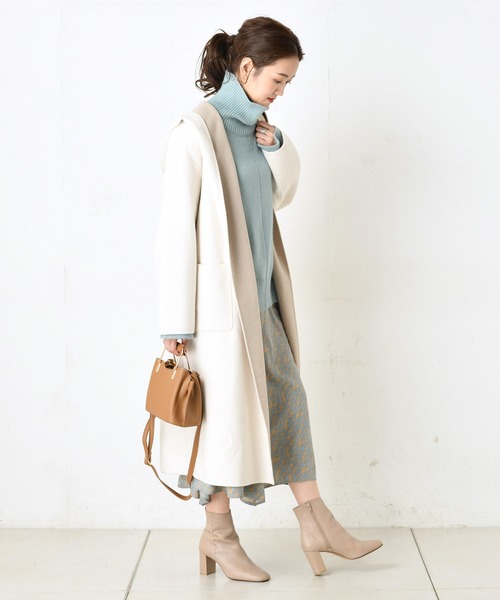 DouDou(ドゥドゥ)の「ビッグフーディーコート(その他アウター・レディース・ブラウン/オフホワイト・FREE)」の11枚目の写真