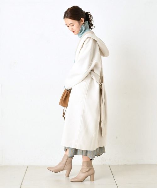 DouDou(ドゥドゥ)の「ビッグフーディーコート(その他アウター・レディース・ブラウン/オフホワイト・FREE)」の9枚目の写真