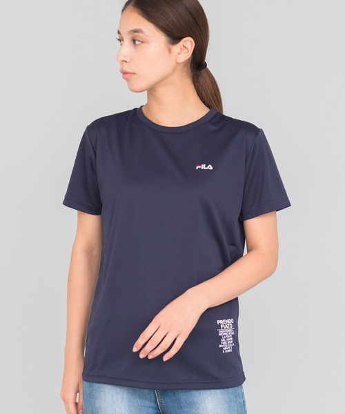 FILA(フィラ)の「FILA フィラ 吸汗速乾 ワンポイント ブランド ロゴ 刺繍 クルーネック 半袖 Tシャツ(Tシャツ/カットソー・レディース・ブラック/ネイビー/サックスブルー/ピンク/ホワイト/ブルー系その他3/ピンク系その他/ブルー系その他/ブラック系その他/ホワイト系その他/ブラック系/ホワイト系/ネイビー系・M/L/LL)」の8枚目の写真